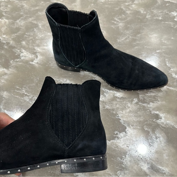 Rebecca Minkoff Madysin Black Suede Silver Studded Booties size 7 - Picture 9 of 13